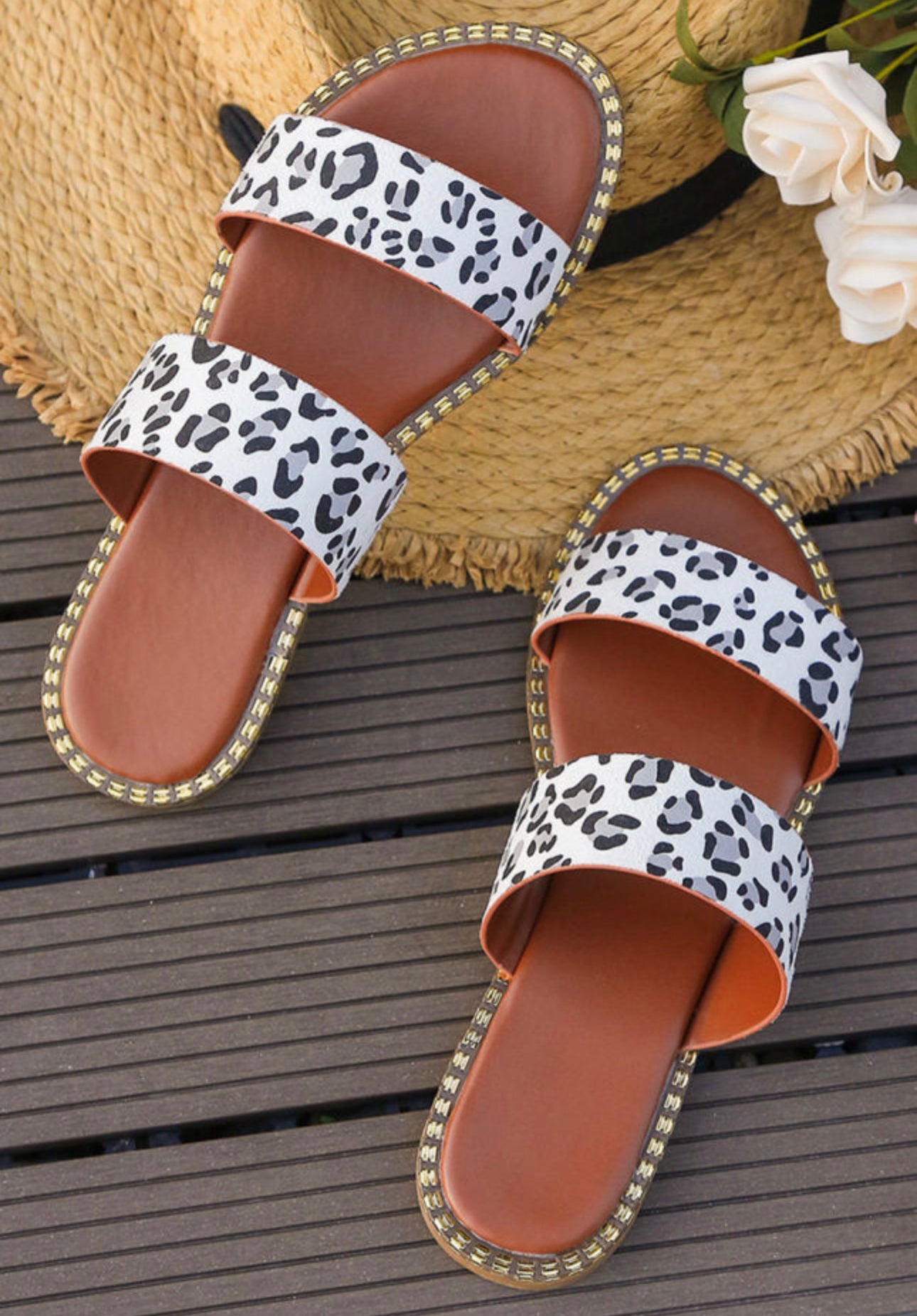 White Leopard Sandal